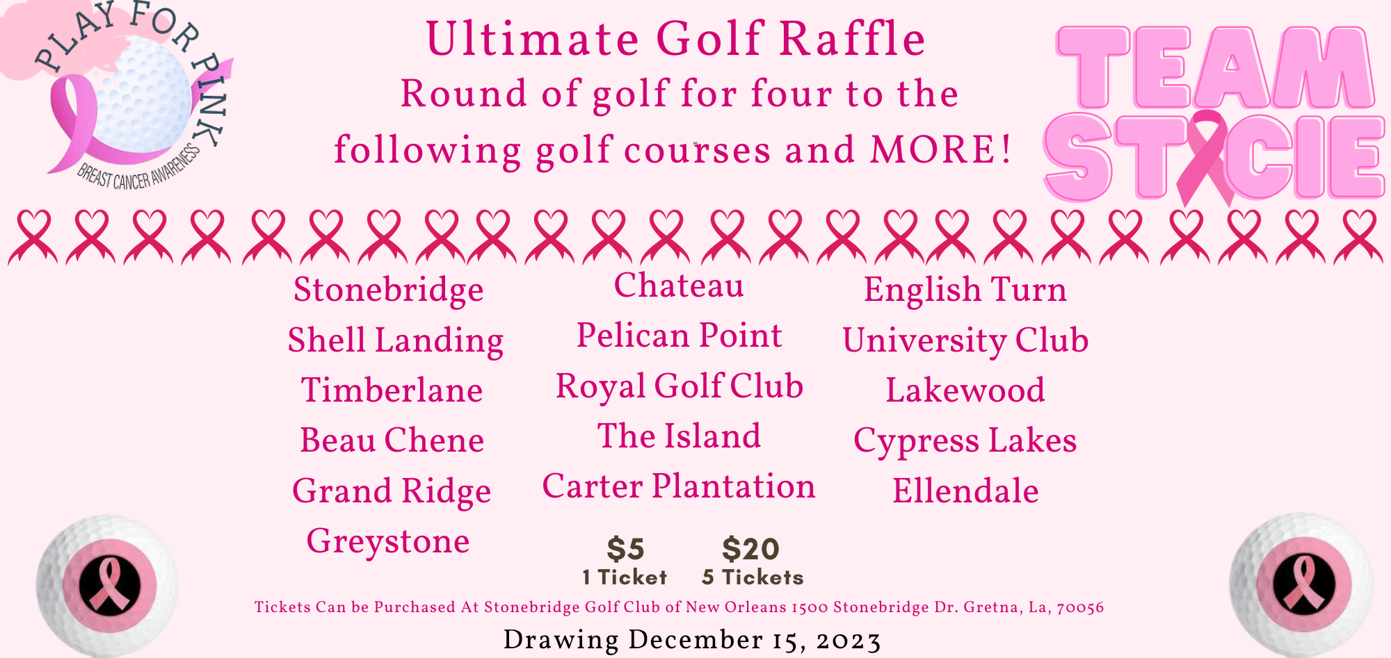 Pink Ultimate Golf Raffle 19 x 9 in